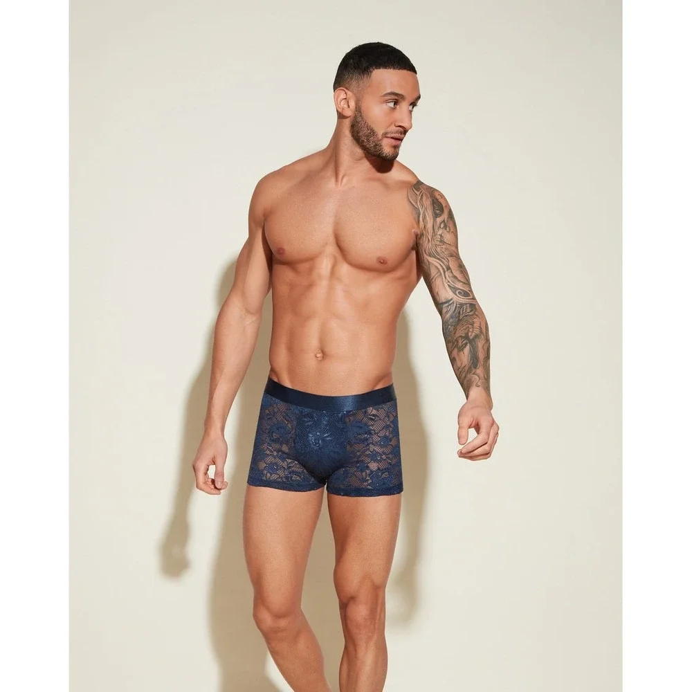 Cosabella Never Say Never Form Classic Trunk Navy Blue Lace Boxer Brief Men L